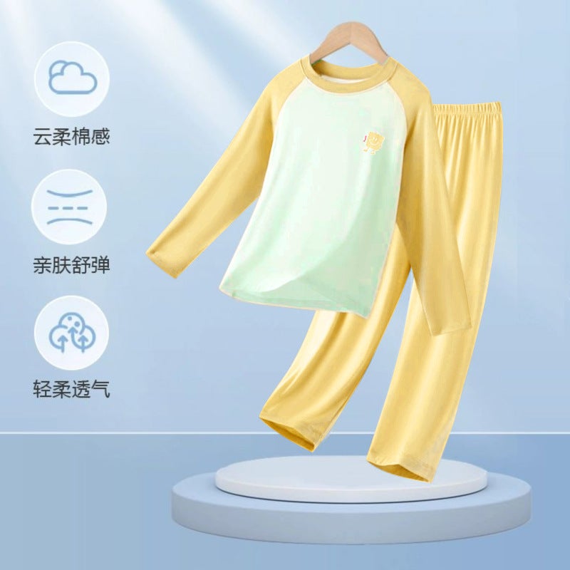 Children'S Home Clothes Modal Long Sleeve Trousers Pajamas Suit Boys And Girls Shoulder Cooler Air-Conditioning Clothes - Image 3